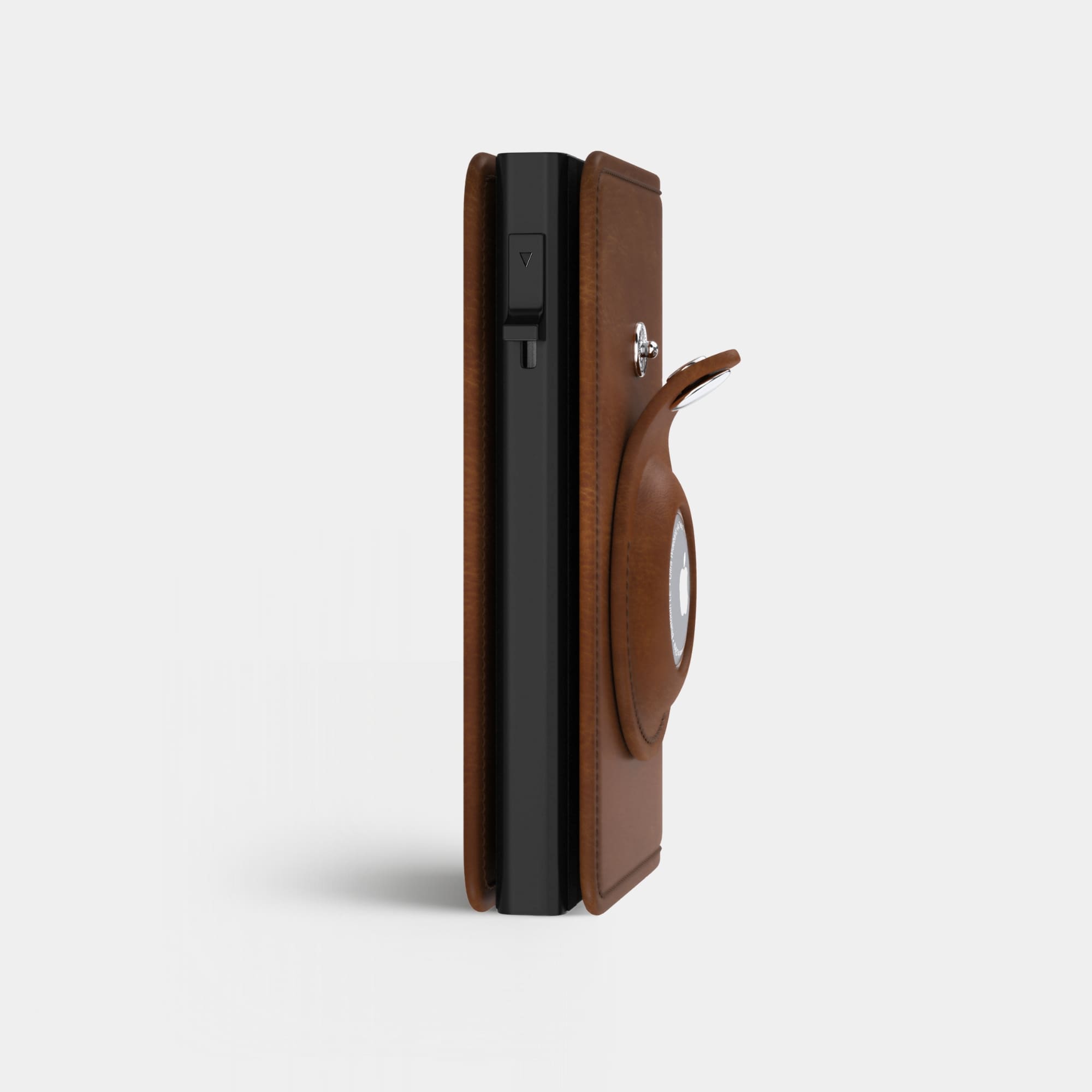Cypher AirTag Wallet - Classic Brown - Leather RFID AirTag Compatible Wallet - 12 Cards & Cash - WalletAces - Side View