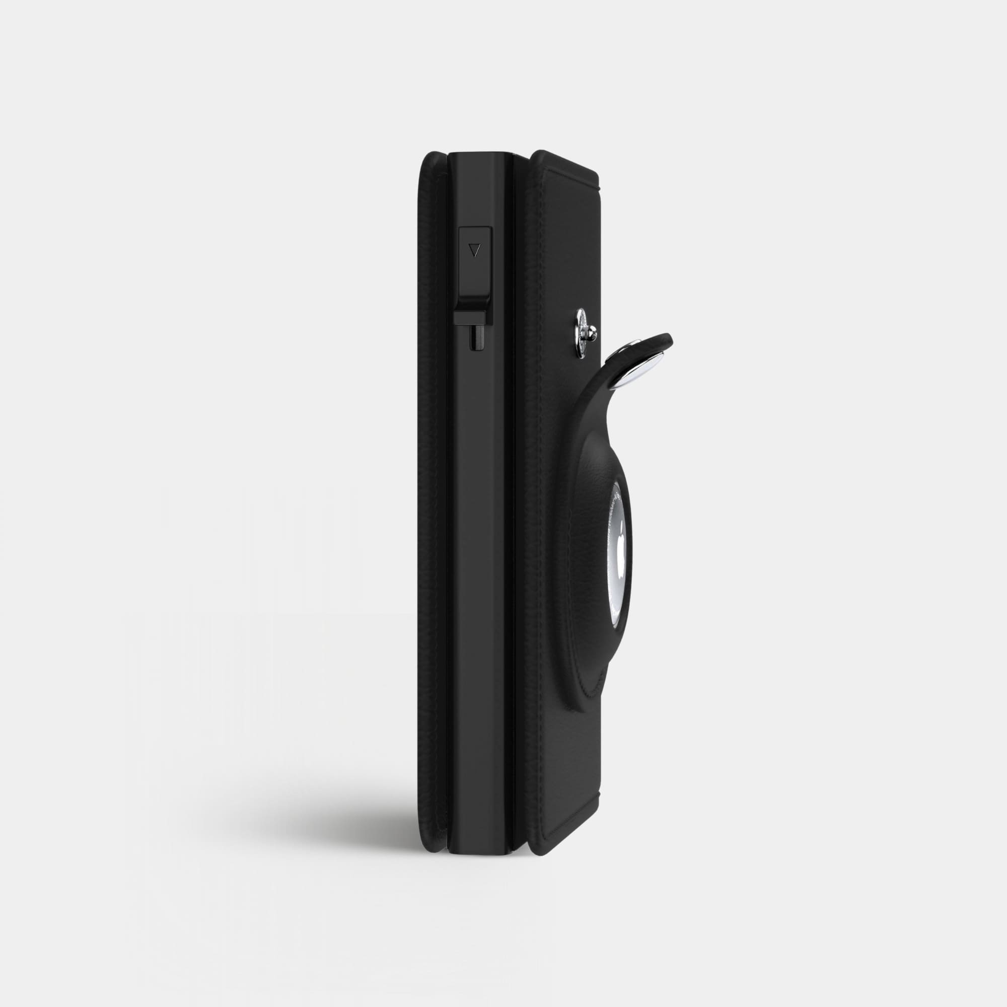 Cypher AirTag Wallet - Nappa Black - Leather RFID AirTag Compatible Wallet - 12 Cards & Cash - WalletAces - Side View