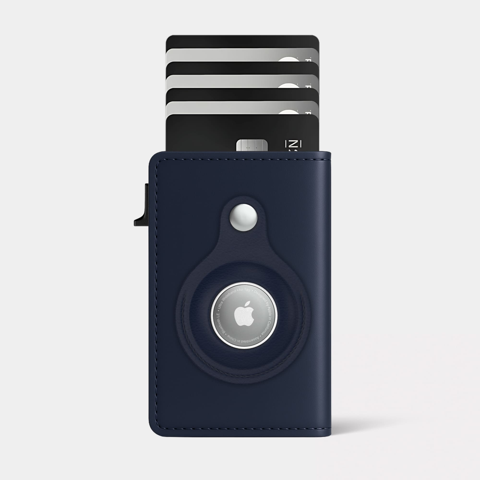 Cypher AirTag Wallet - Navy Blue - Leather RFID AirTag Compatible Wallet - 12 Cards & Cash - WalletAces