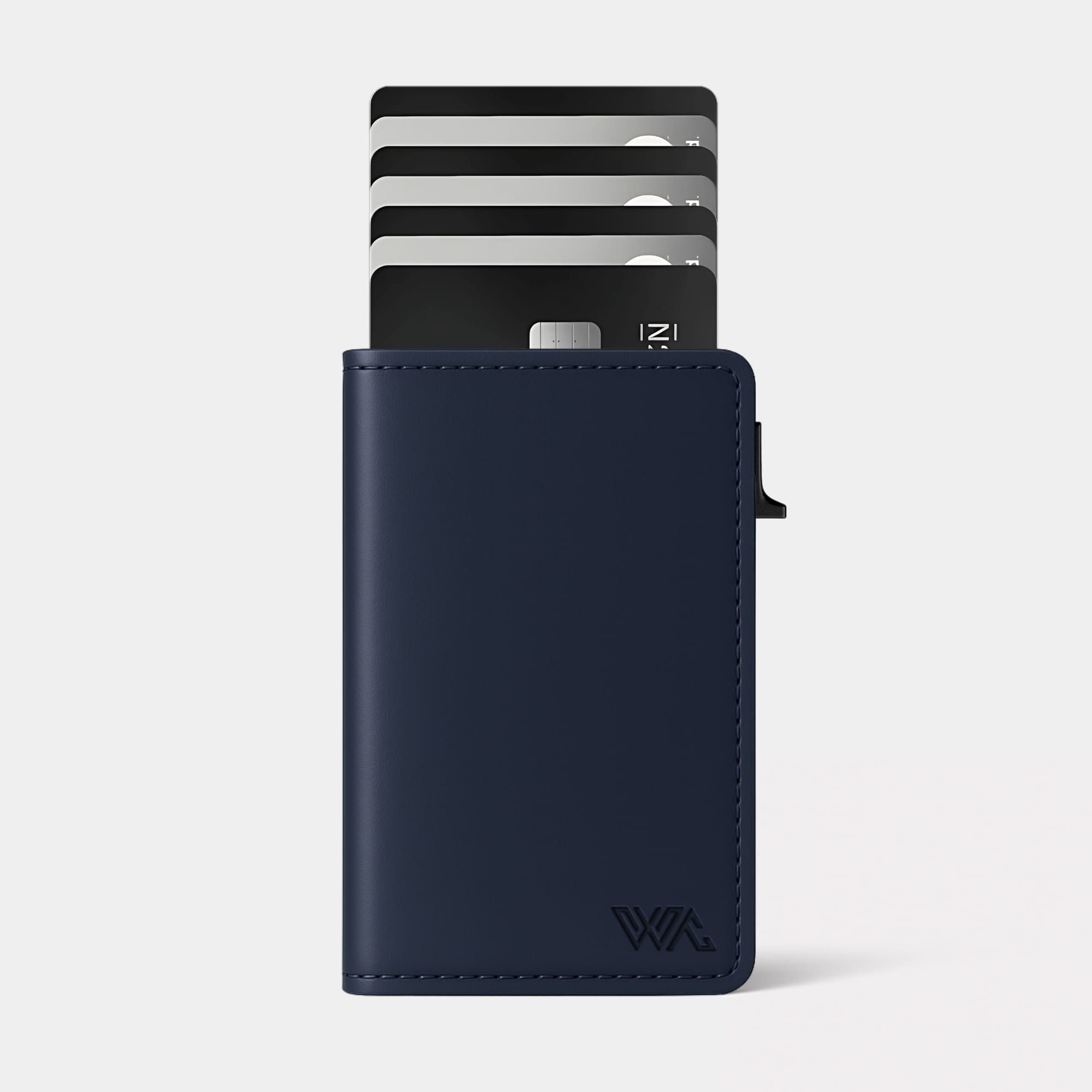 Enigma Wallet - Navy Blue - Leather RFID Smart Wallet - 12 Cards & Cash - WalletAces