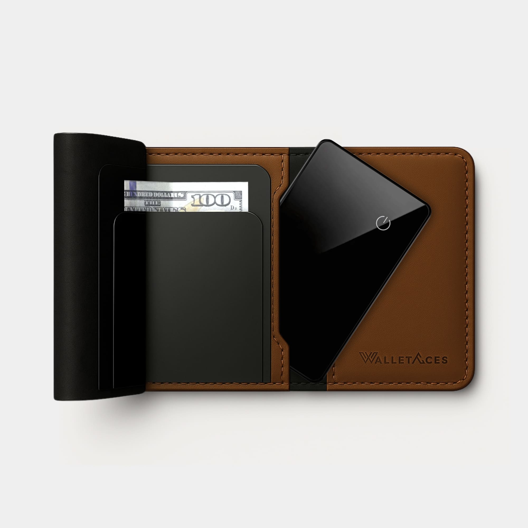 Enigma Wallet & Tracker Card - Classic Brown - Trackable RFID Smart Wallet - Worldwide Wallet Tracker - 12 Cards & Cash - WalletAces - Tracker In Wallet