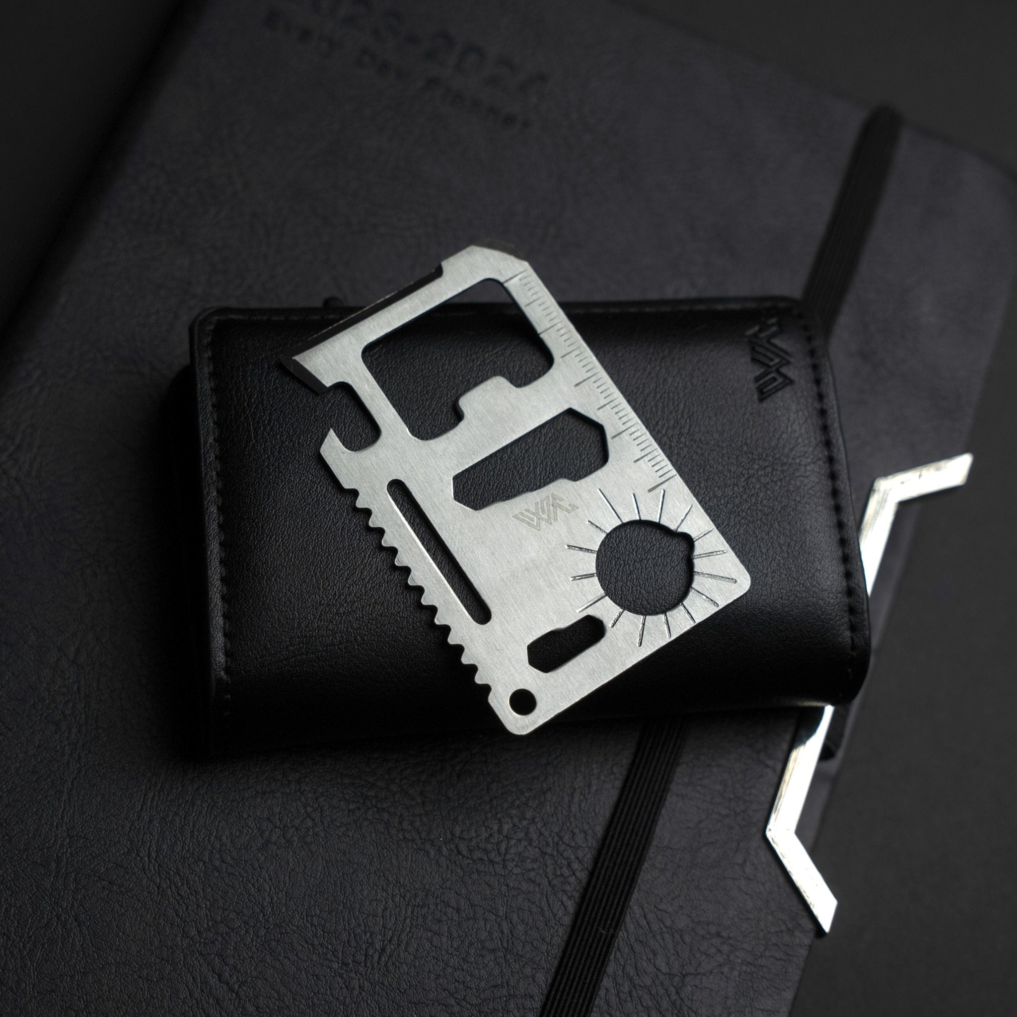 Tool Card - Stainless Steel Card-Sized Multi-Tool on Enigma Wallet - WalletAces