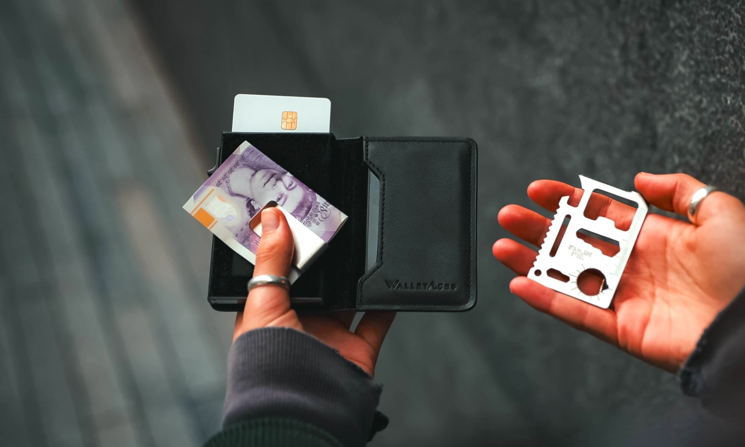 Cash Clip - Minimalist Stainless Steel Money Clip - 15 Bills - WalletAces - Main desktop image