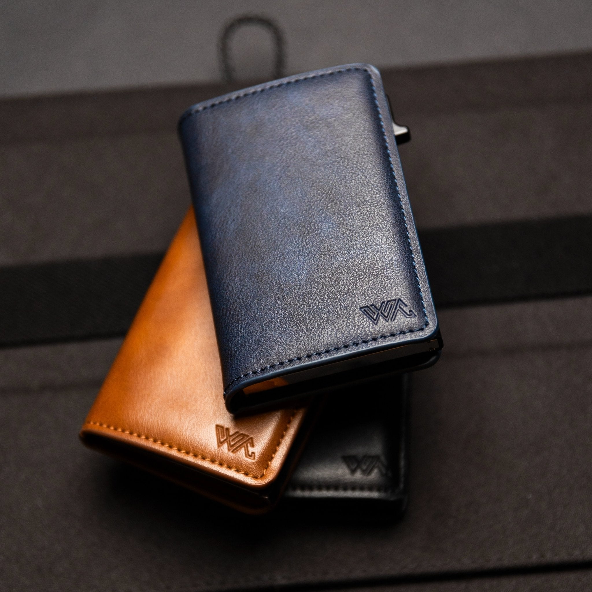 Enigma Wallet - Black Brown Navy - Leather RFID Smart Wallet - 12 Cards & Cash - WalletAces - Lifestyle - 3 wallets