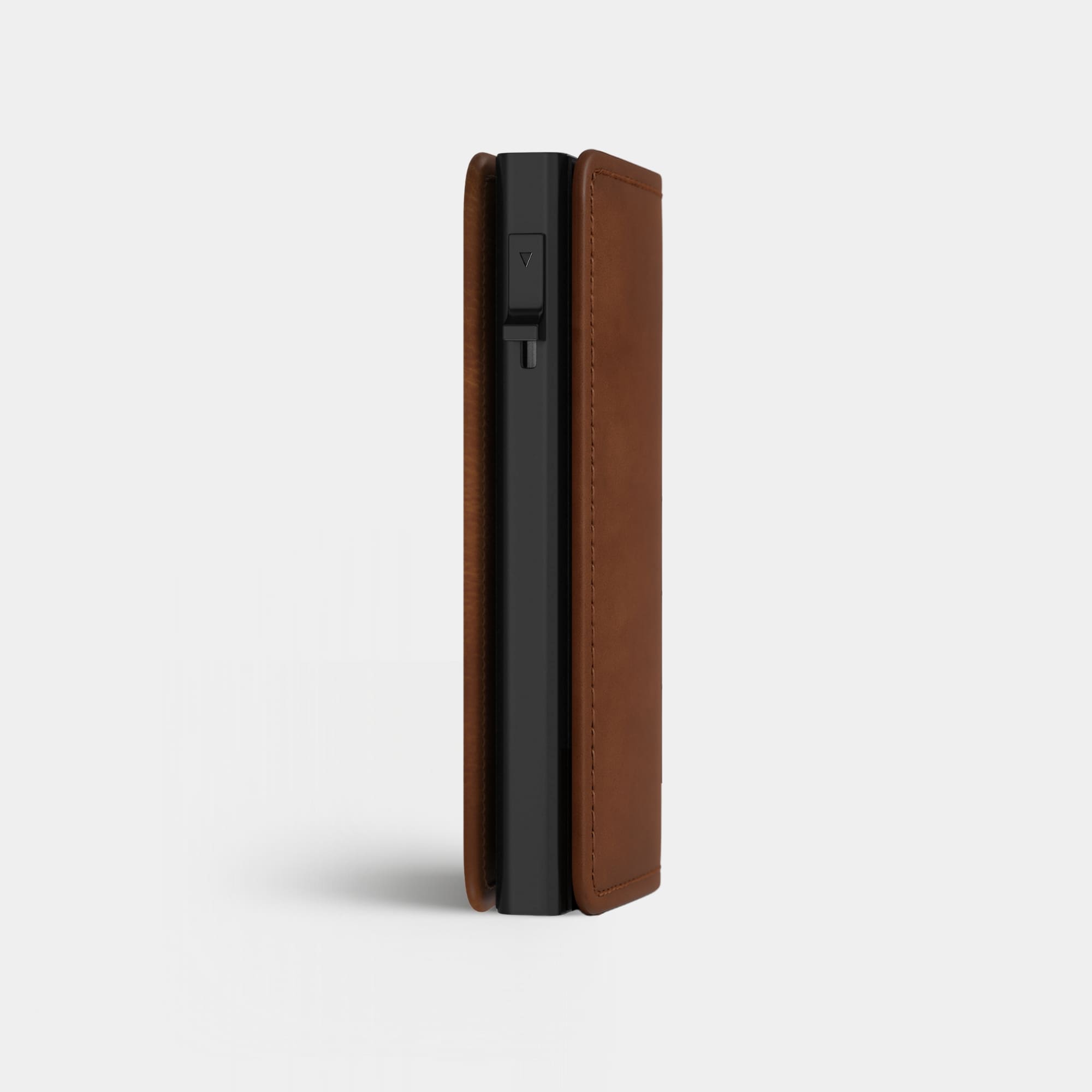 Enigma Wallet - Classic Brown - Leather RFID Smart Wallet - 12 Cards & Cash - WalletAces - Side View - Studio