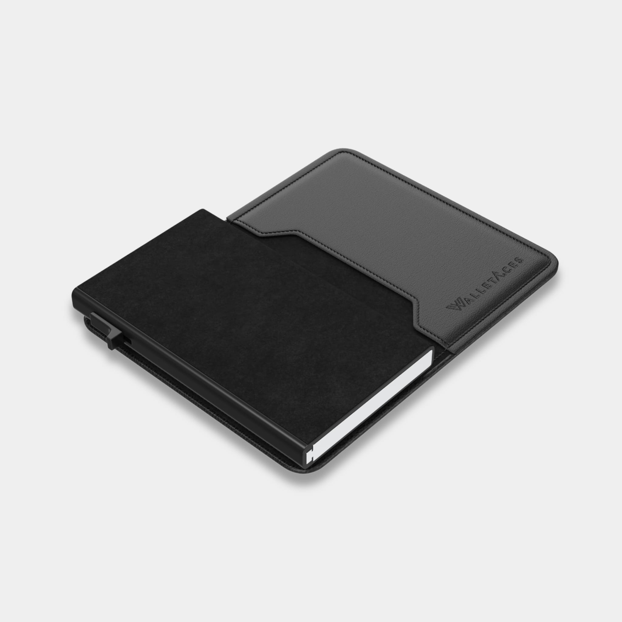 Enigma Wallet - Nappa Black - Leather RFID Smart Wallet - 12 Cards & Cash - WalletAces - Unfolded